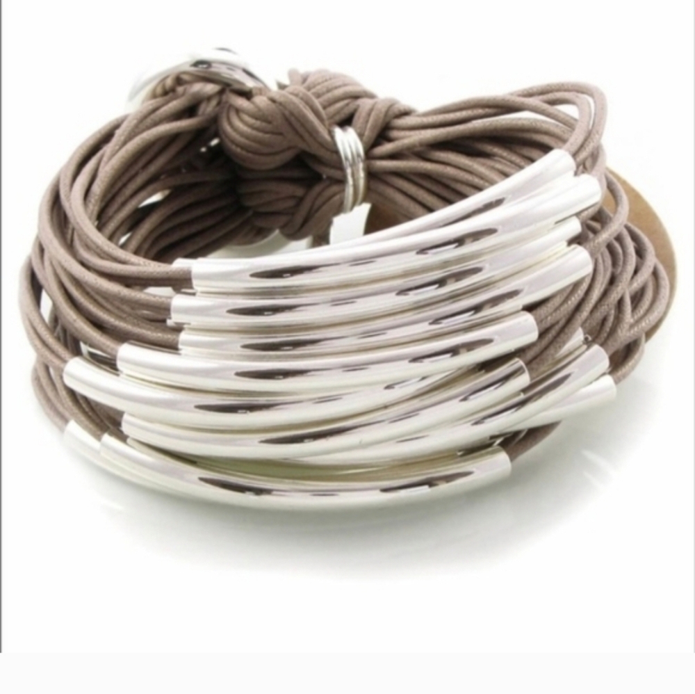 Gillian Julius Gray Cord Silver Plated Bracelet